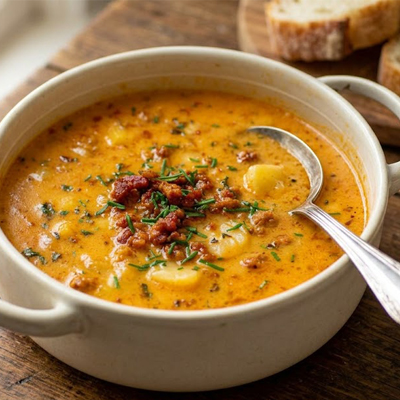 Sopa Cremosa de Papa y Chorizo