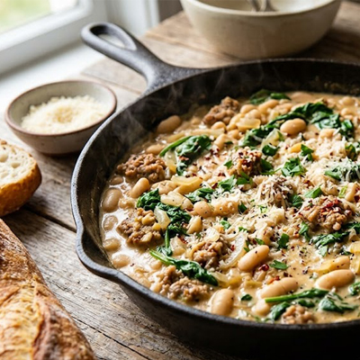 Frijol Blanco y Salchicha Italiana al Estilo Toscano