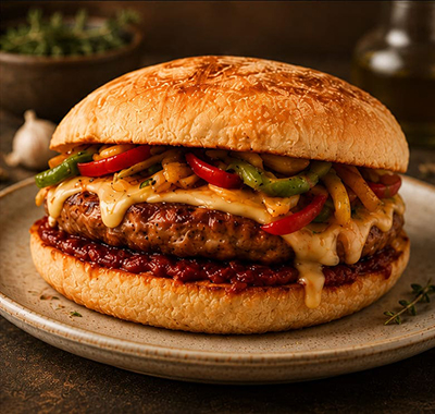 SÁNDWICH DE SALCHICHA ITALIANA Y PIMIENTOS